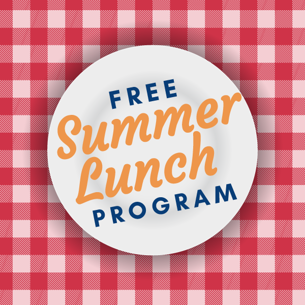 Vector of plate and cloth and text 'Free Summer Lunch Program"