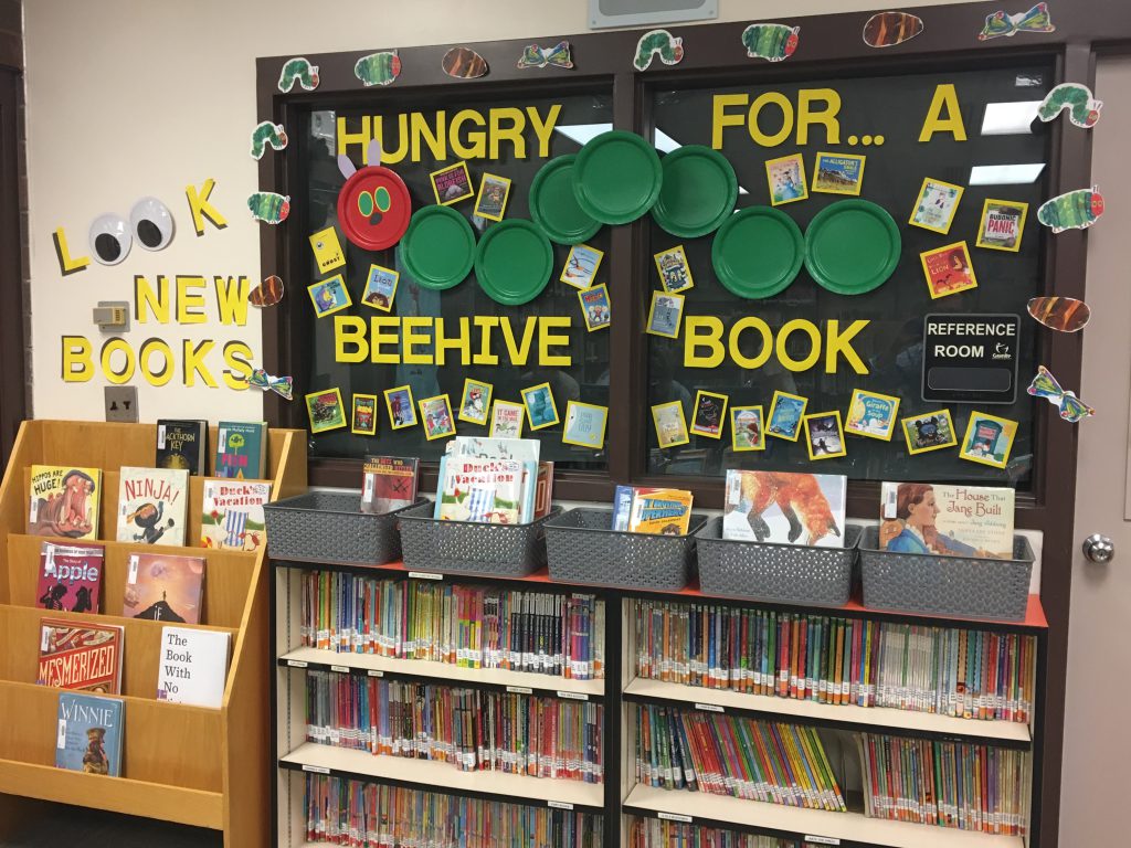 Beehive Book Award and New Books displays at Fox Hills Elementary Media Center