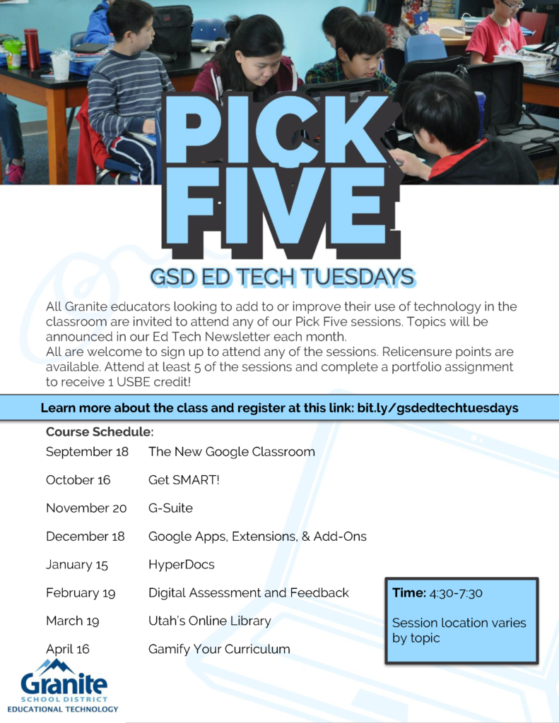 Tech Tuesday Flyer 2018-2019 - Pick Five