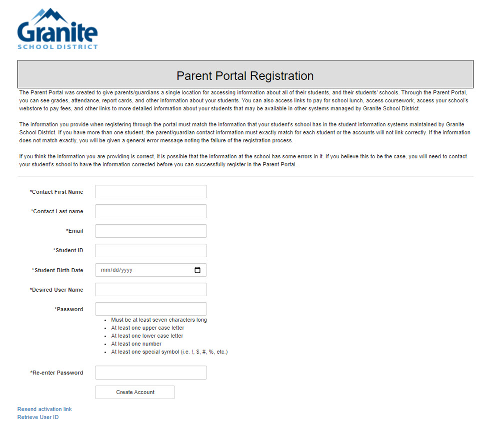 Parent Portal Registration
