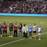 Photo of students and parents being recognized during Real Salt Lake match