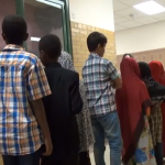 Photo of students lining up at Tumaini Center