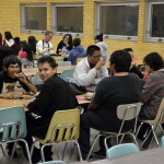 Photo of students eating during Latino Family Night
