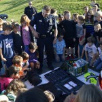 Photo of police officer addressing Eastwood Elementary students