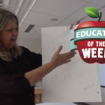 Photo of Liz Matthews with Educator of the Week logo