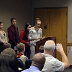 Photo of West Lake students giving speeches during board meeting