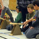 Photo of Western Hills students doing experiments on Engineering Day