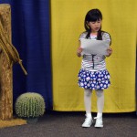 Photo of Granger Elementary student reciting poem