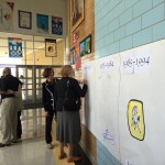 Photo of visitors signing memory wall