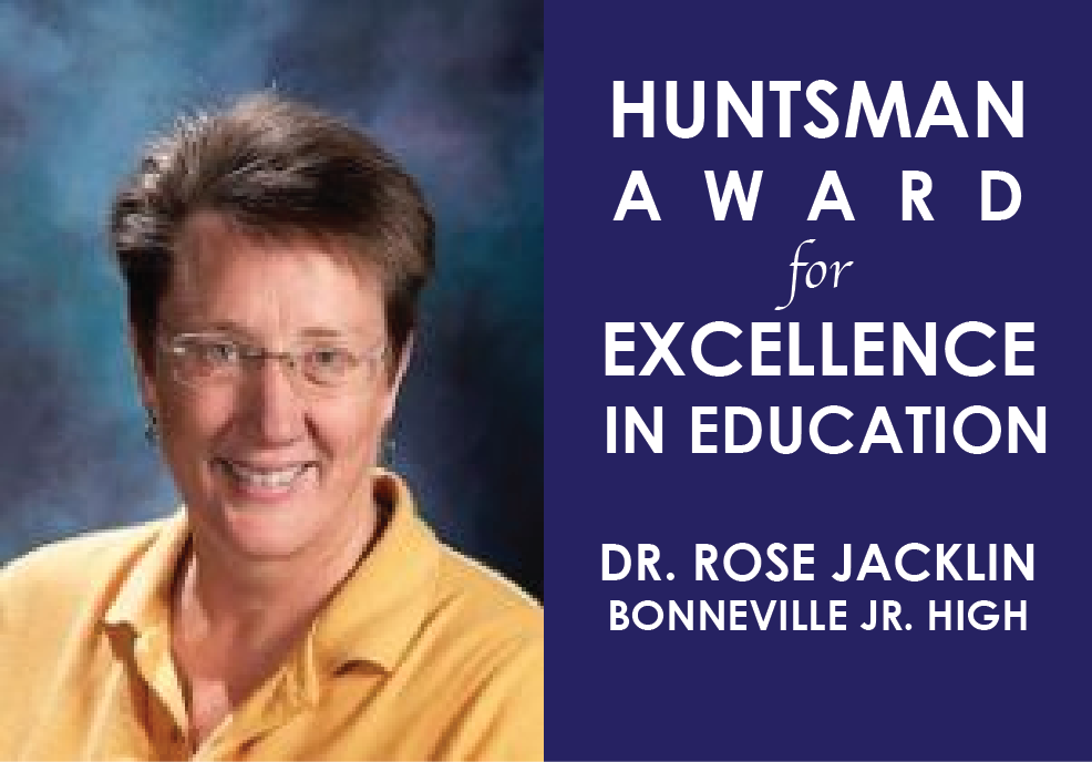 Bonneville Jr. teacher receives Huntsman Award for Excellence in Education