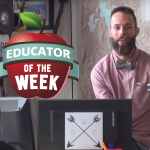 Photo of Joel Mitchell and Educator of the Week logo