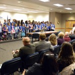 Photo of Taylorsville Elementary choir performing at board meeting
