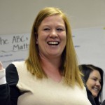 Photo of Westbrook Elementary teacher being announced as Excel Award recipient