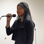 Photo of Bonneville student singing at board meeting