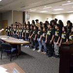 West Lake STEM students sing during board meeting.