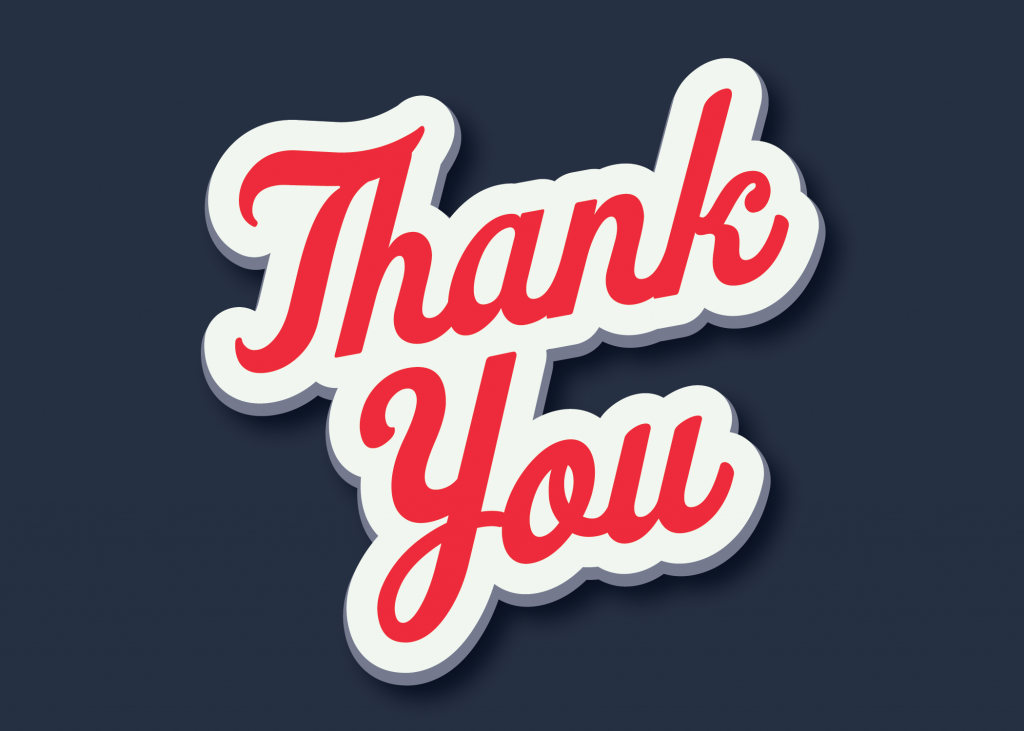 Vector artwork of the words 'Thank you'