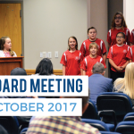 Vista Elementary Lighthouse Team sings at board meeting with text 'Board Meeting October 2017'