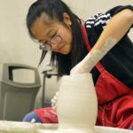 Student building ceramic art