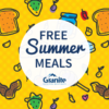 Graphic drawing of food products and text 'Free Summer Meals'