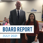 Superintendent Nye and board president Winder. text: Board Report July 2021