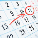 Calendar blocks with circled date and arrow