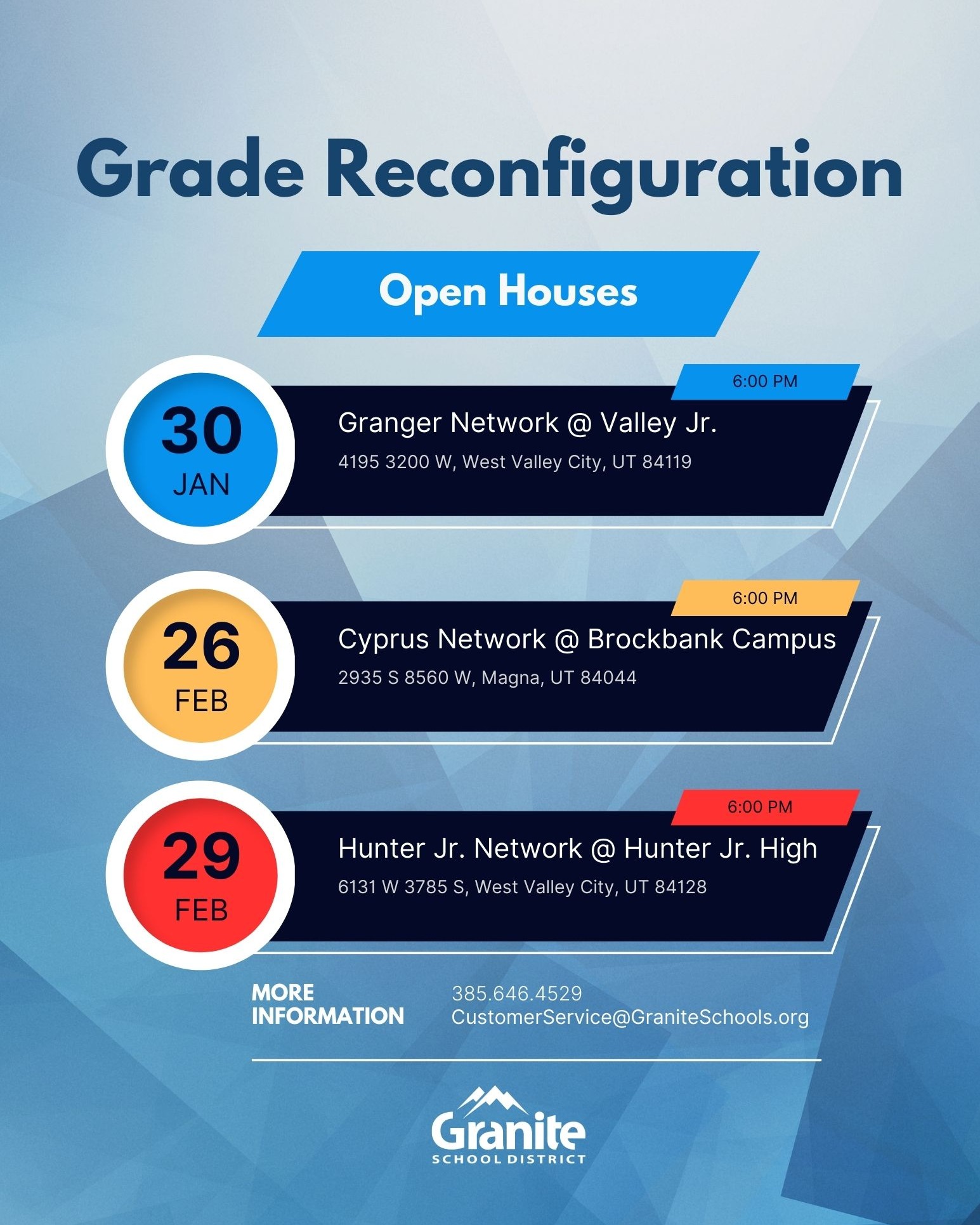 Grade Reconfiguration Open Houses